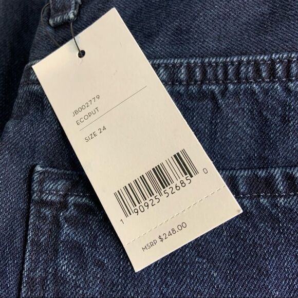 🆕 J Brand Ecoput Dark Blue Heather Button Fly High Waist Crop Jeans - Picture 2 of 4